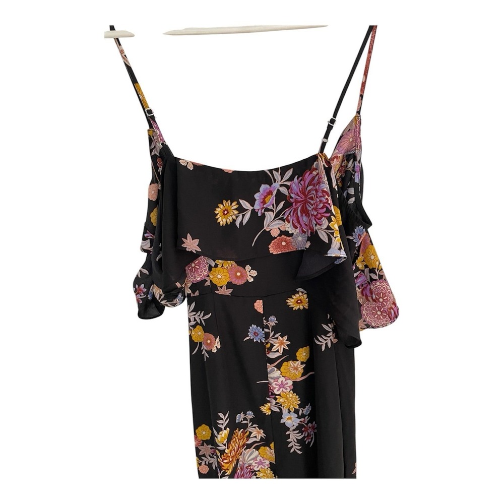 Forever 21 Contemporary Floral Wrap Midi Dress Black‎ Cold Shoulder Small - Picture 8 of 9